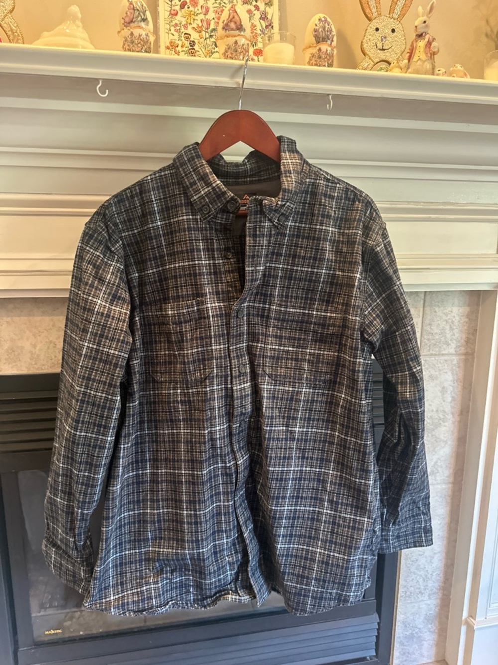 Men's Plaid Heavy Shirt-Jacket in Navy and Gray